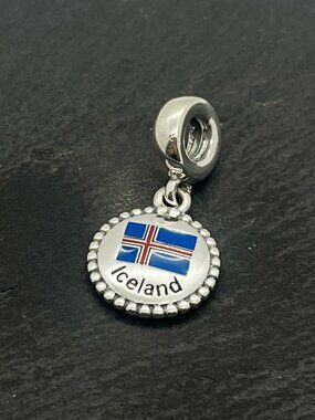 Pandora Iceland Flag Exclusive Charm Sterling Silver Dangle Charm Jewelry